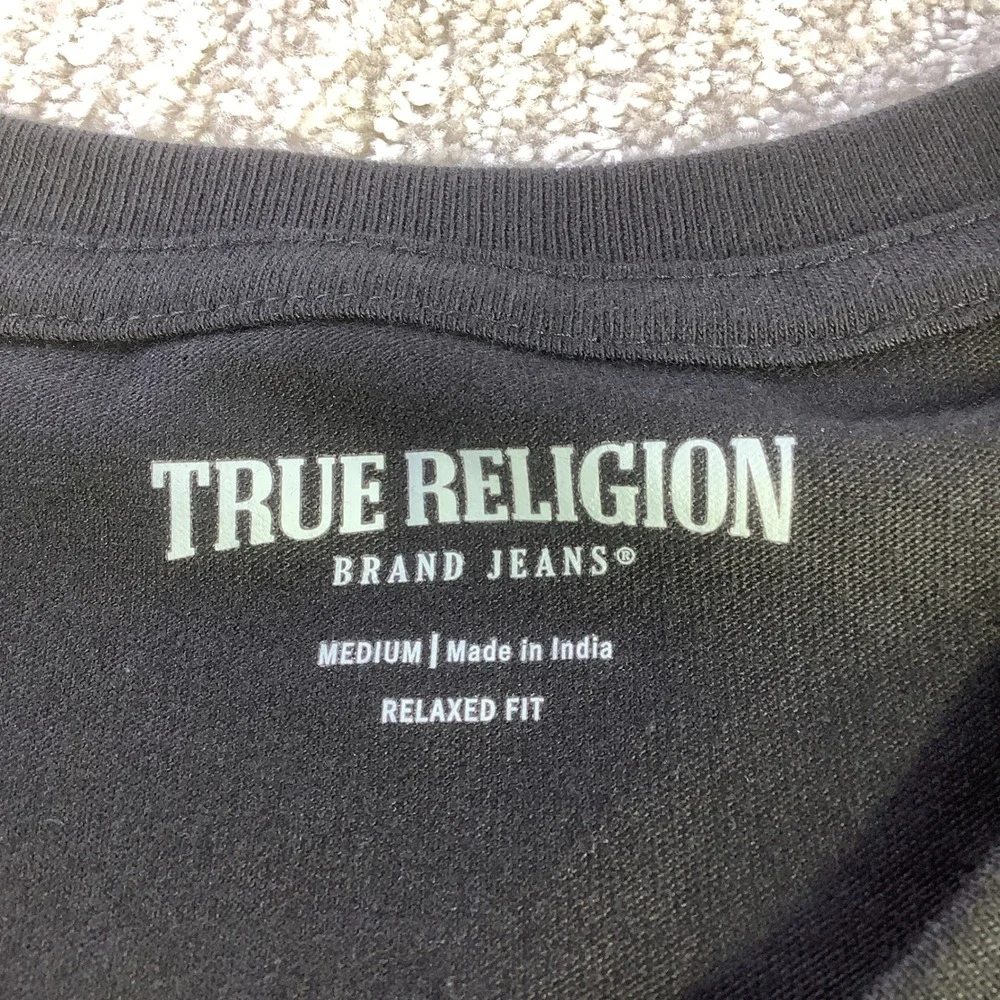 True Religion Mens‎ Relaxed Fit Overseam Puff Tee Shirt Black Size M NWT